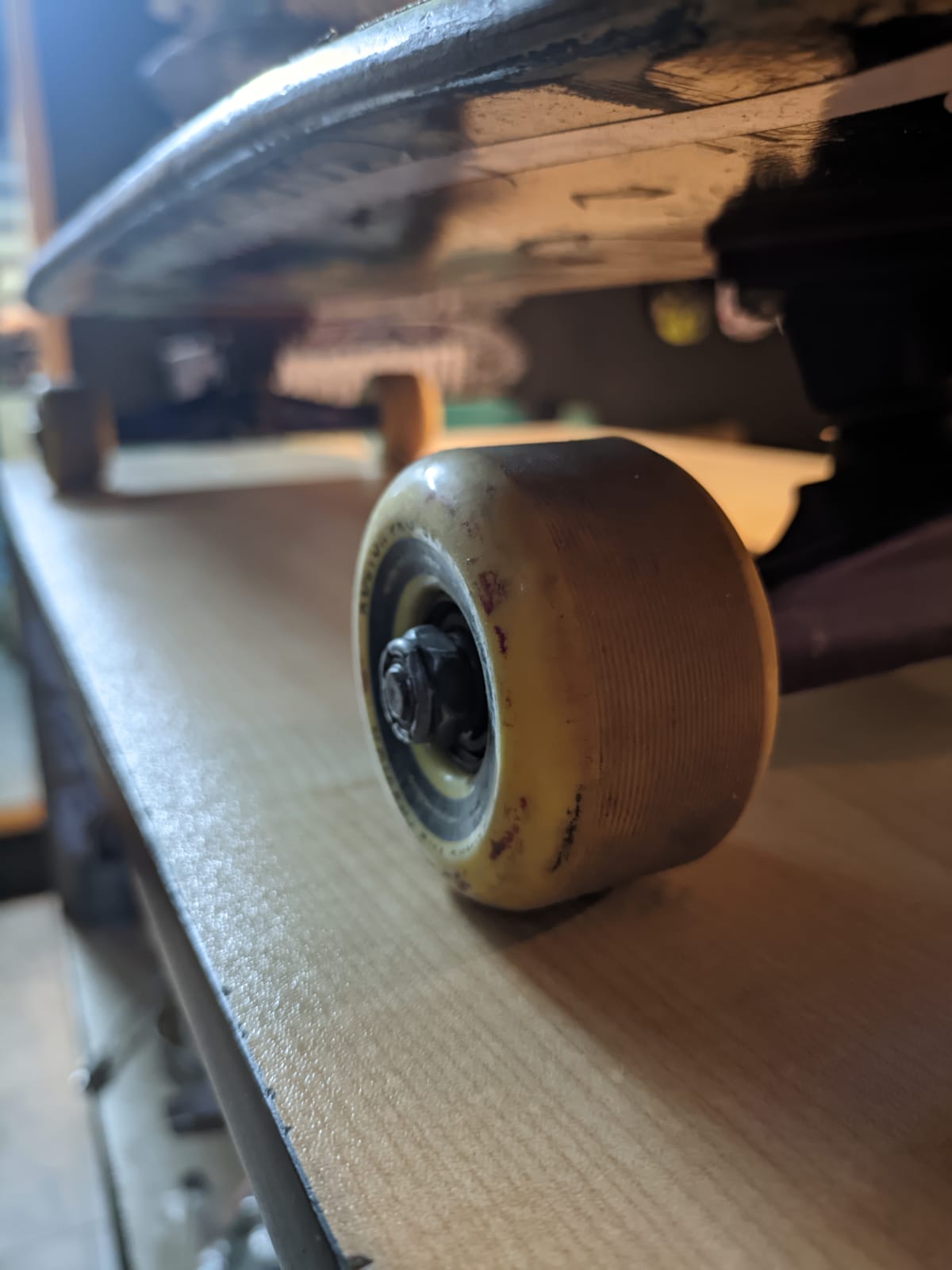 Lower side of Kyle's old skateboard
