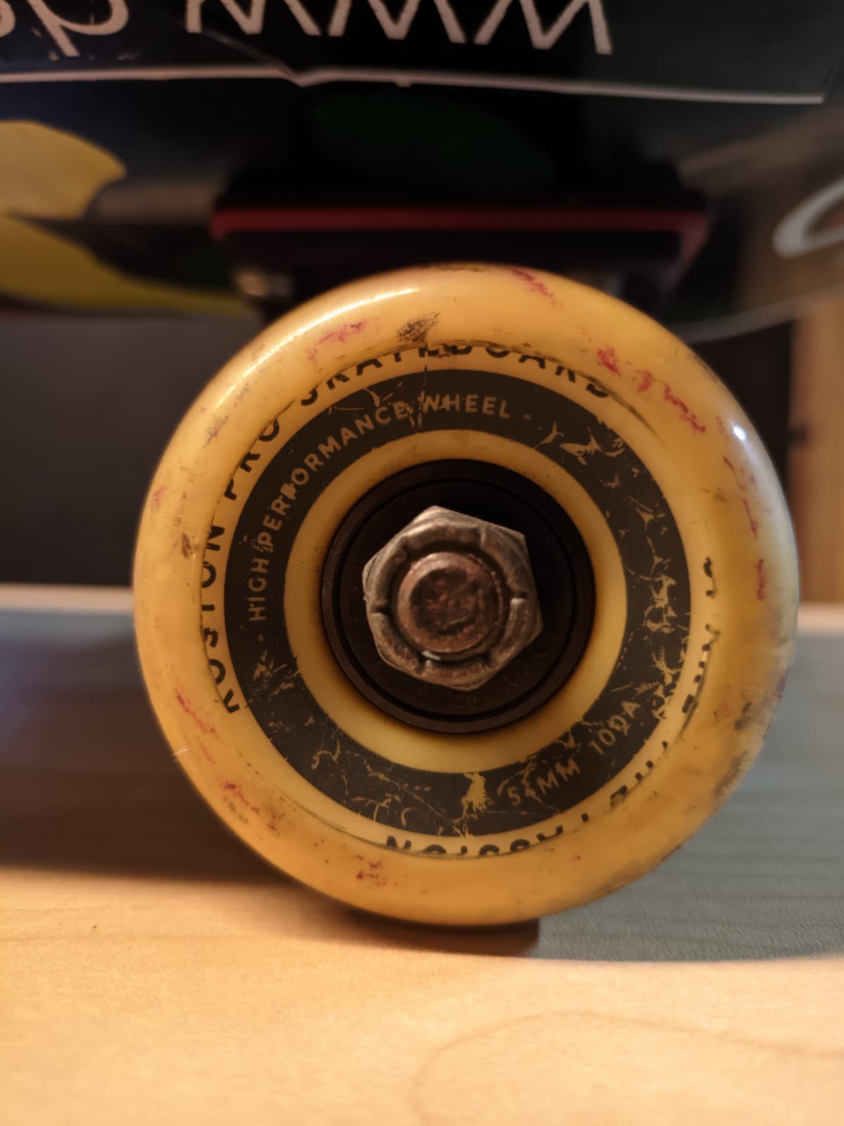 Wheels of Kyle's old skateboard